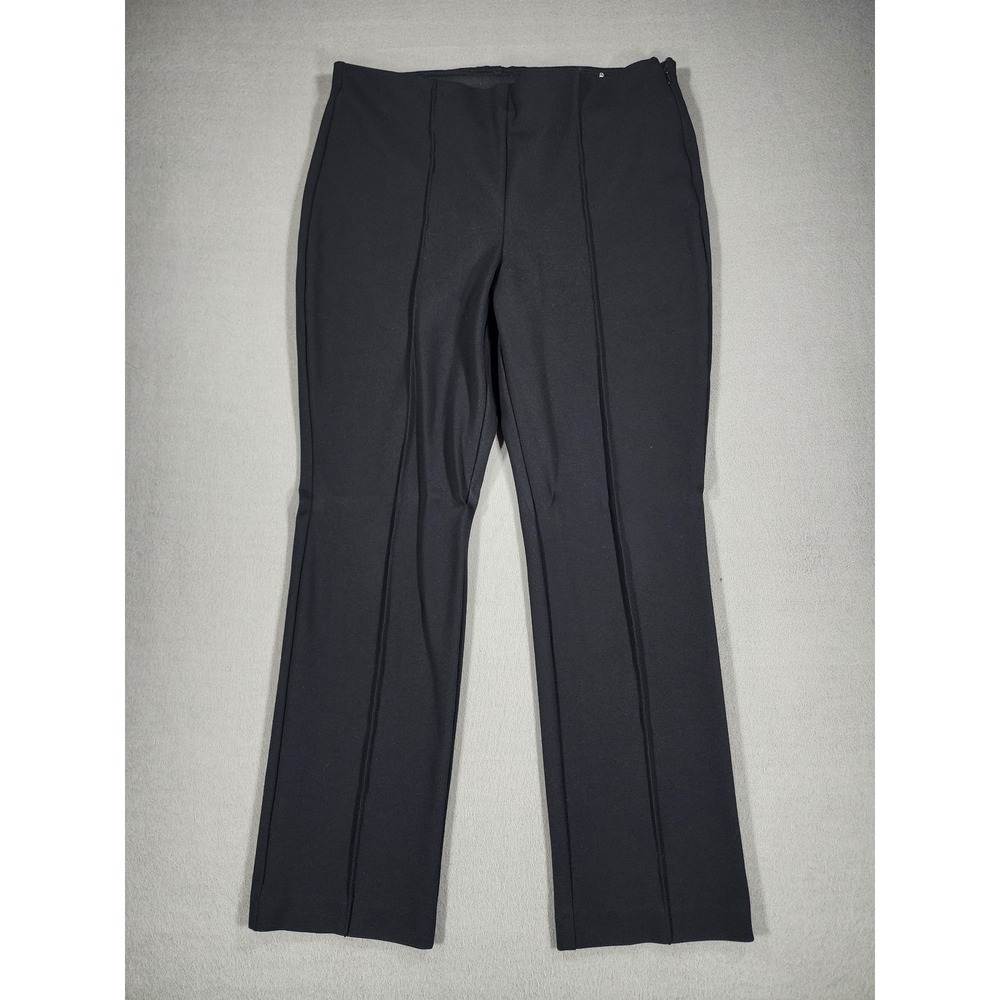 Chico's Pintuck Pointe Pants 1.5 Short US 10 Black Lindy Side Zip Straight Leg